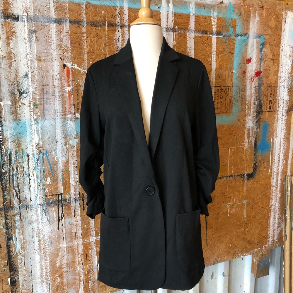 NWT Max Studio Black Jersey Oversized Blazer Sz M